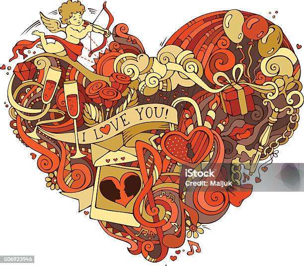 Gold And Red Heart Illustration Stock Illustration - Download Image Now - Arts Culture and Entertainment, Balloon, Banner - Sign