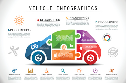 Land Vehicle Infographics in Mosaic Style.