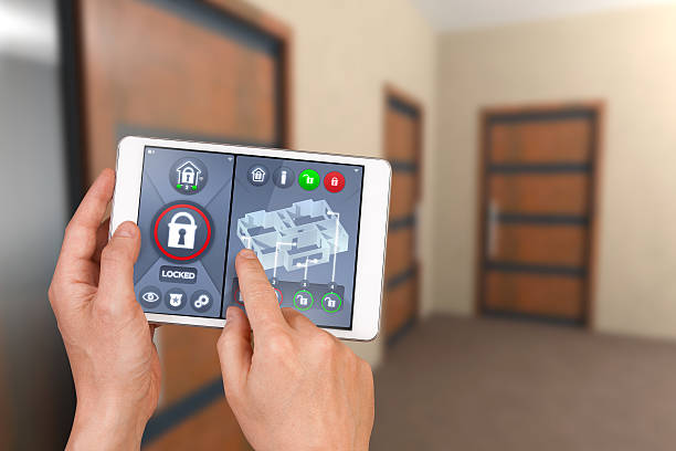 istock Smart home automation: locking house door with security remote control 506935367