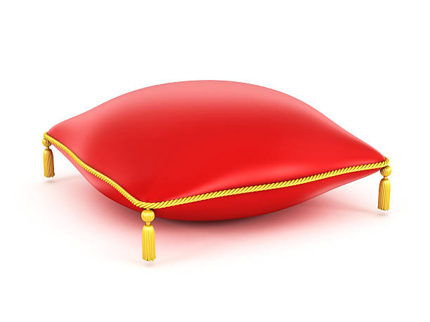 royal red velvet pillow isolated on white background