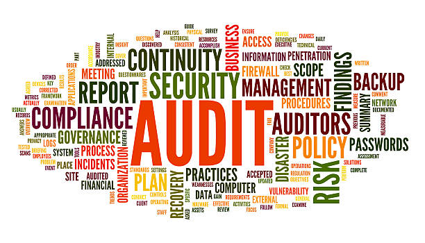 Audit and compliance in word cloud stock photo
