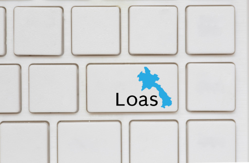 Keyboard (detail) with Laos map key