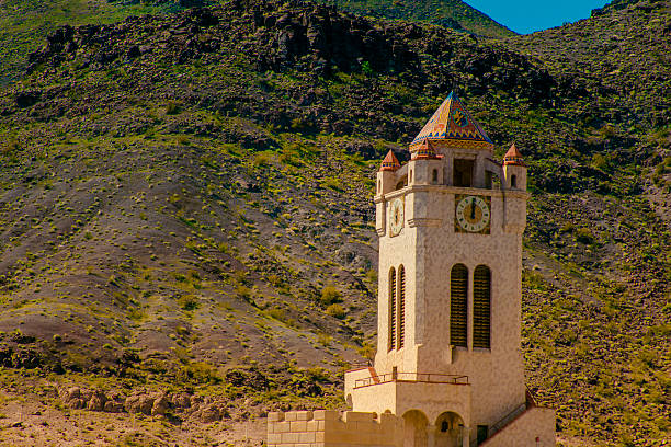 Villafames, Castellon, Spain - January 11, 2020: Villafames also Vilafames village castle built with rodeno red stone by arabics was conquered by Jaime I in 1233. In Carlist wars of century XIX was adapted to defend against the weapons of this century. The centrar circular tower of Homenage is the central construction and the highest located in Castellon province at Plana Alta of Spain