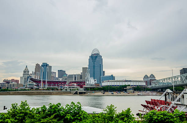 istock Cincinnati skyline and historic John A. Roebling suspension brid 506973907