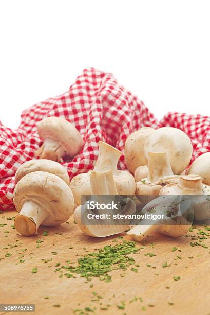 Fresh Edible Portabello Mushroom Champignon And Parsley Stock Photo - Download Image Now