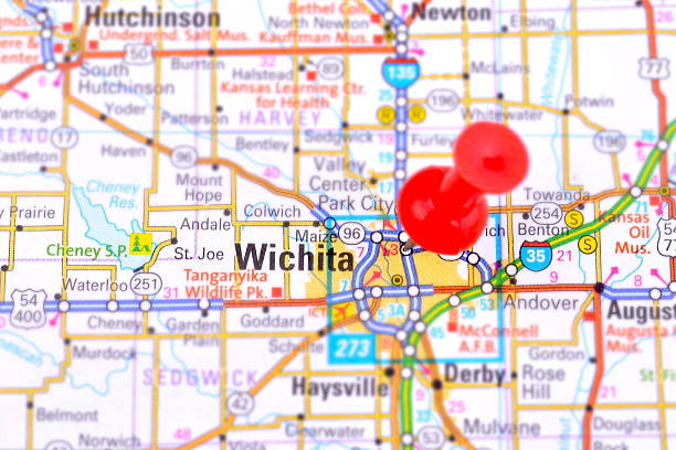 Wichita and Map U.S Map Series wichita photos stock pictures, royalty-free photos & images