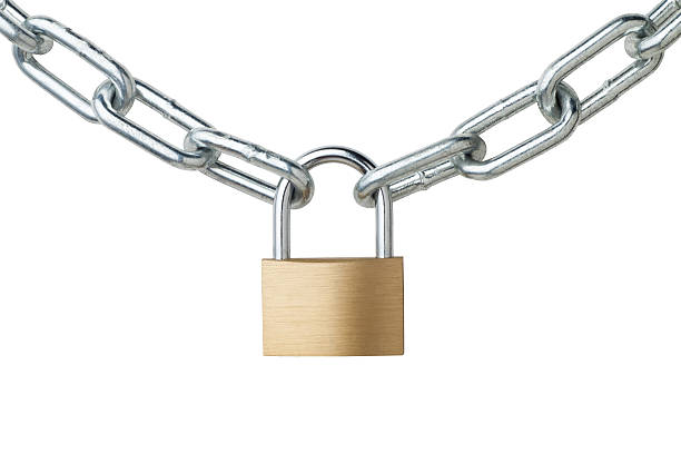 istock Metal chain and padlock 506978477