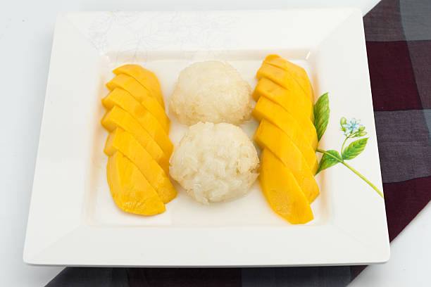Sweet Sticky rice coconut milk cream with fresh mango