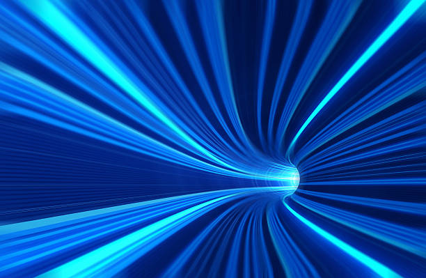istock Super speed acceleration into light tunnel, with motion blur 506979003