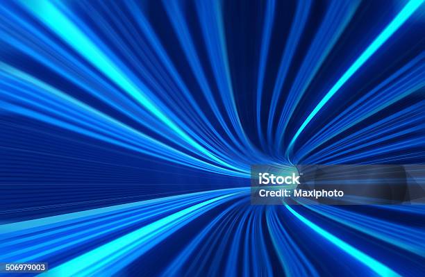 Super Speed Acceleration Into Light Tunnel With Motion Blur Stock Photo - Download Image Now