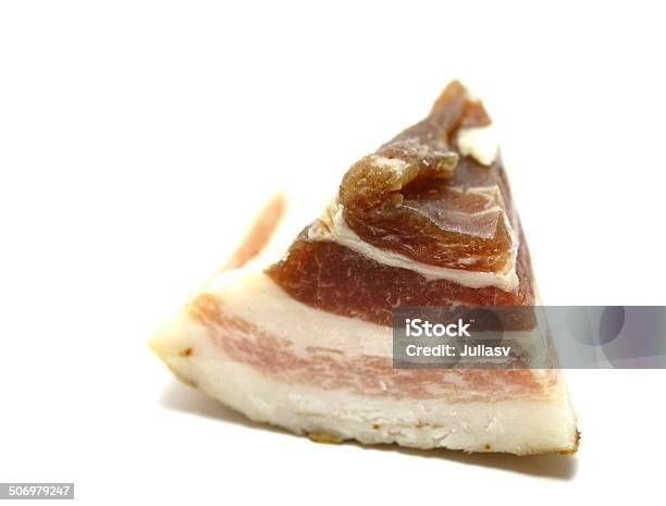 Fetta Di Pancetta Isolato Su Sfondo Bianco - Fotografie stock e altre immagini di Alimentazione non salutare - Alimentazione non salutare, Antipasto, Carne