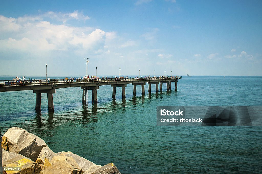 Chesapeake Bay Bridge Fishing Pier The Fishing Pier Located at the Rest Stop on the Famous Chesapeake Bay Bridge Tunnel in Virginia Virginia - US State Stock Photo