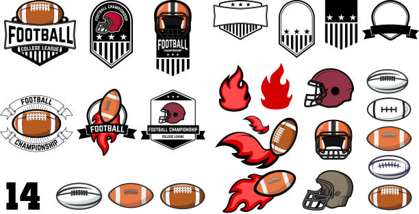 piłka nożna symbolizujące elementy projektu - football sports helmet american football football helmet stock illustrations