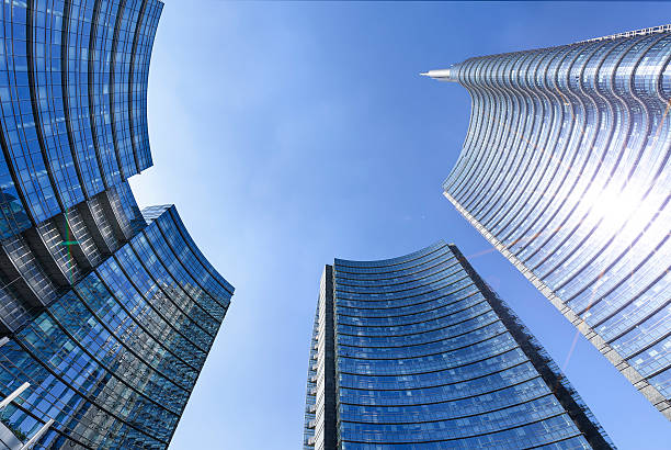 밀라노 스퀘어 gae aulenti - skyscraper low angle view city urban scene 뉴스 사진 이미지