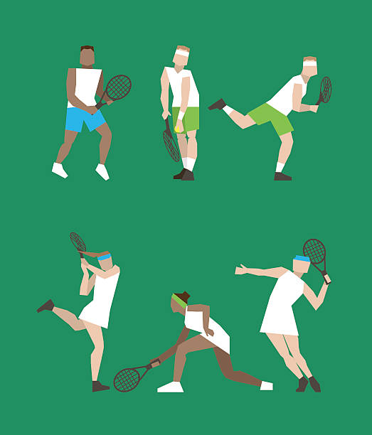 ilustraciones, imágenes clip art, dibujos animados e iconos de stock de figura pueblos de tenis - silhouette running cap hat