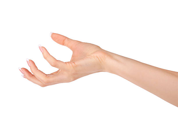 istock Open woman hand on white 506994142