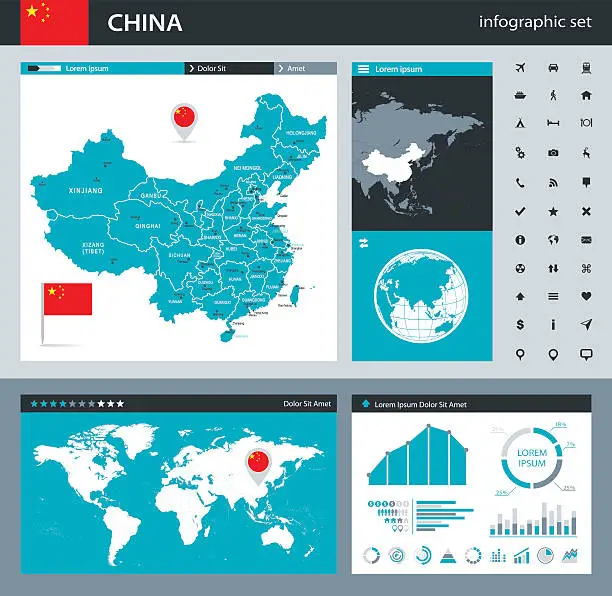 Vector illustration of China - infographic map - Illustration