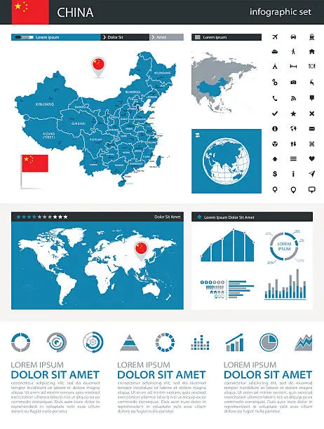 Vector illustration of China - infographic map - Illustration