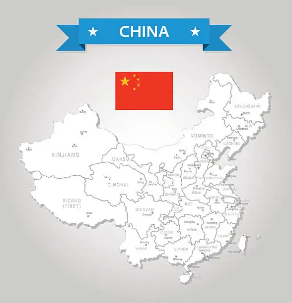 Vector illustration of China - old-fashioned map - Illustration