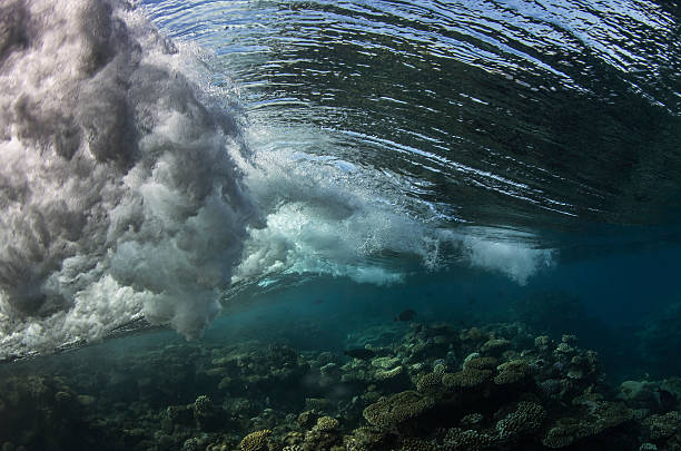 Mar batendo, Vista debaixo d'água - foto de acervo