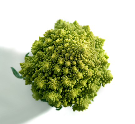 Decorate broccoflower top view - brocolli isolated on white background