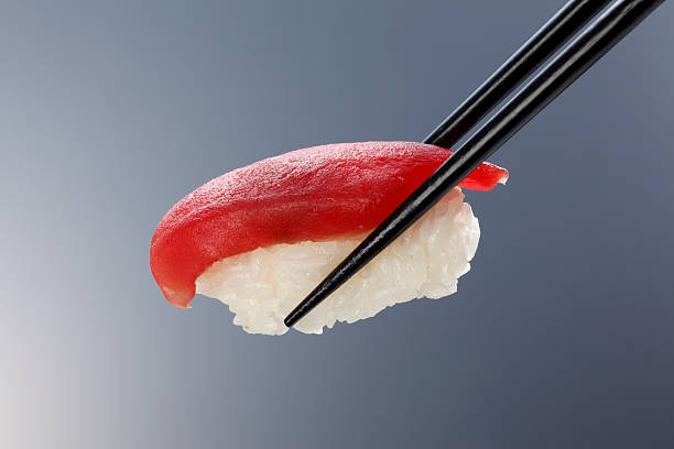 Sushi with chopsticks