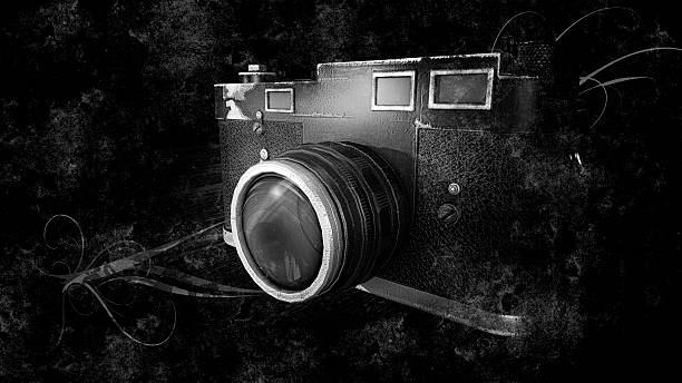istock Old Vintage Photo Camera on Black Background 507002038