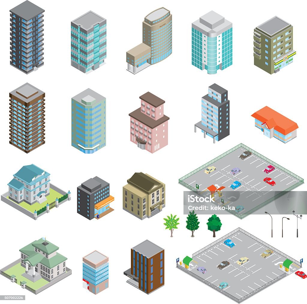 Various Building Solid Figure Stock Illustration - Download Image Now ...