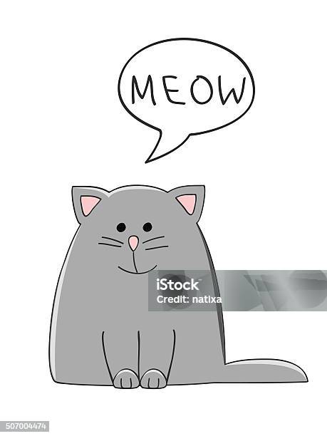 Meow Cat Stockvectorkunst en meer beelden van Huiskat - Huiskat, Miauwen, Tekstballon