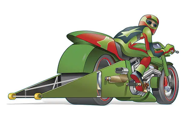 Vector illustration of Green Warrior- Pro Stock Motorcycle