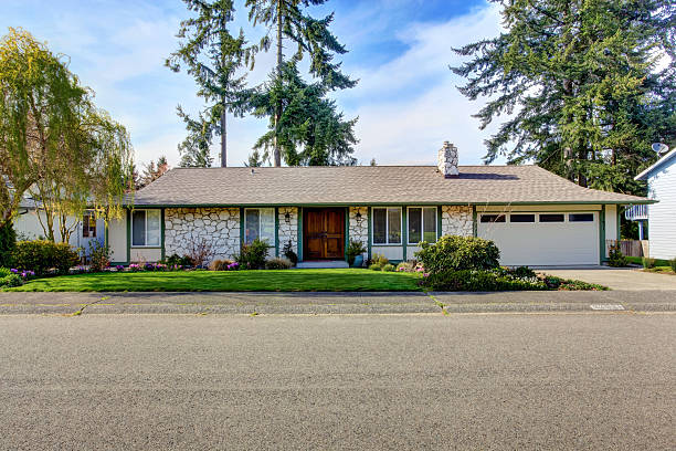 istock House exterior with stone wall trim 507005169
