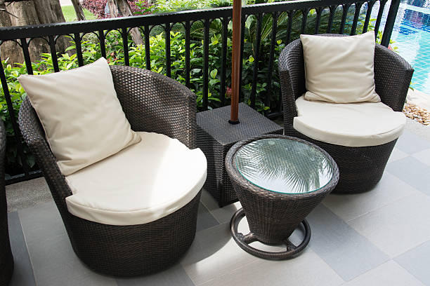 istock black Rattan armchair 507006713