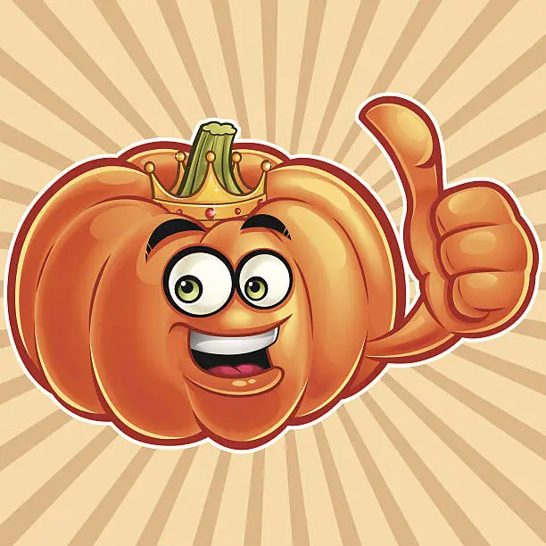 Vector illustration of Pumpkin Cartoon - Thumbs Up