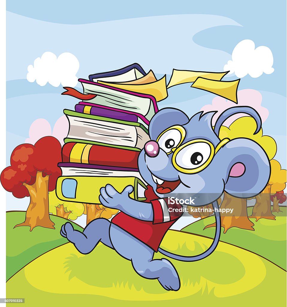Mouse Books Mouse With Books On A Colored Background Vector Illustration Stock ...