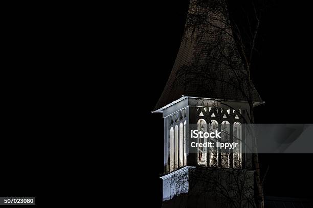 Old Steeple At Night Stock Photo - Download Image Now - Alaska - US State, Architecture, Bell