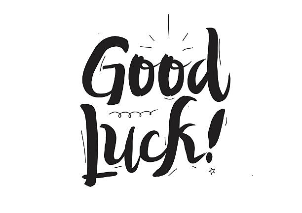 Good Luck Text Drawing Stok Vektör Sanatı & Alfabe'nin Daha Fazla