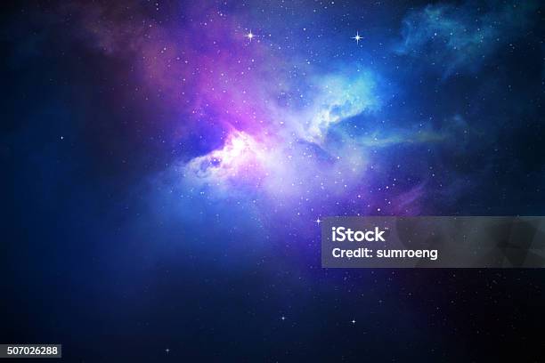 Night Sky With Stars And Nebula Stock Photo - Download Image Now - Outer Space, Galaxy, Nebula
