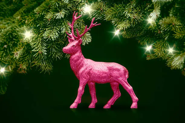 An image of a pink deer christmas decoration