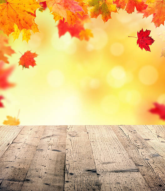 istock Autumn background with wooden planks 507030611