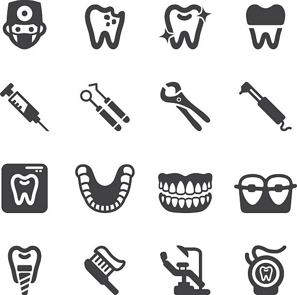 Dental Silhouette Icons | EPS10 Dental Silhouette Icons  teeth clipart stock illustrations