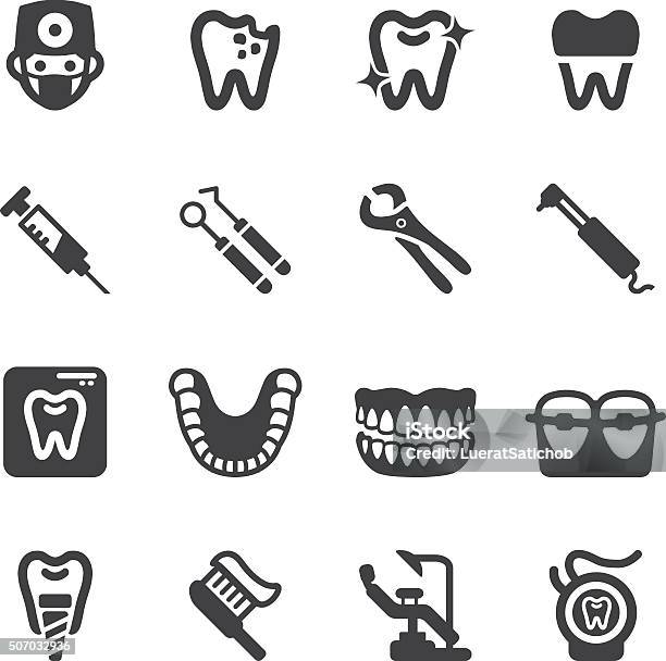 Dental Silhouette Icons Eps10 Stock Illustration - Download Image Now - Icon Symbol, Dental Health, Dental Equipment