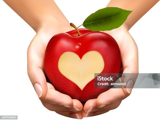 Cœur Sculptés Dans Une Pomme Vecteur Vecteurs libres de droits et plus d'images vectorielles de Affectueux - Affectueux, Aliment, Alimentation lourde