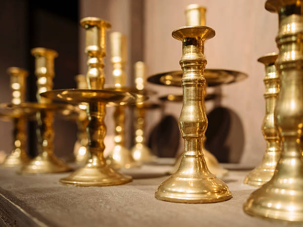 istock Brass Candle holders Vintage decoration object 507034082