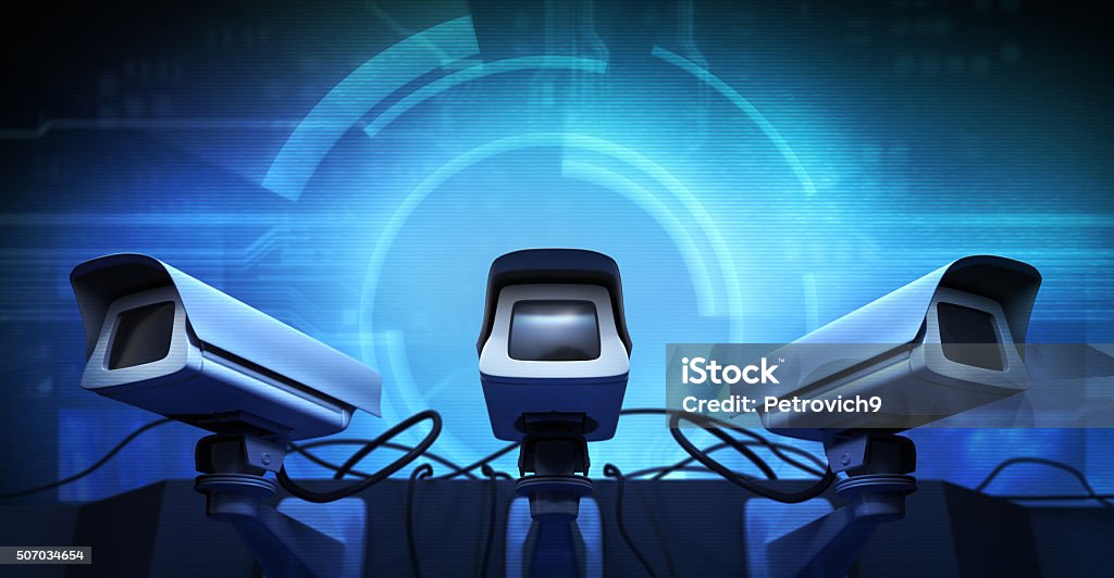Cameras Security Cameras, noise and electronic details Control Stock Photo