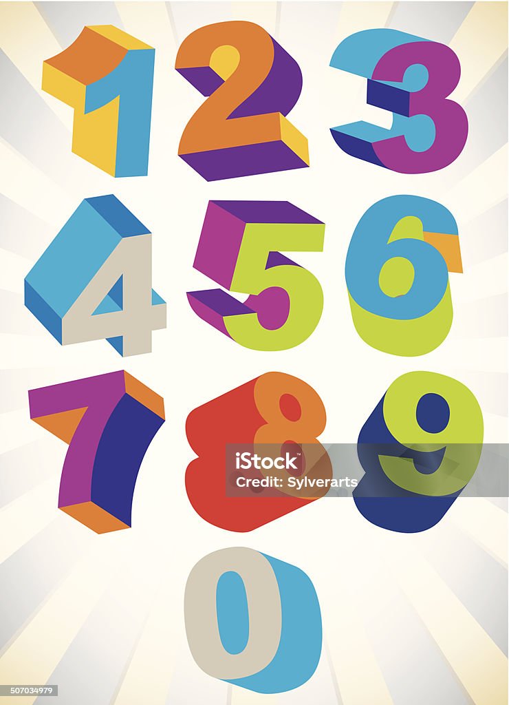 Numbers Large Color 3d Colorful Bold Numbers Vector Set Stock Illustration - Download Image ...
