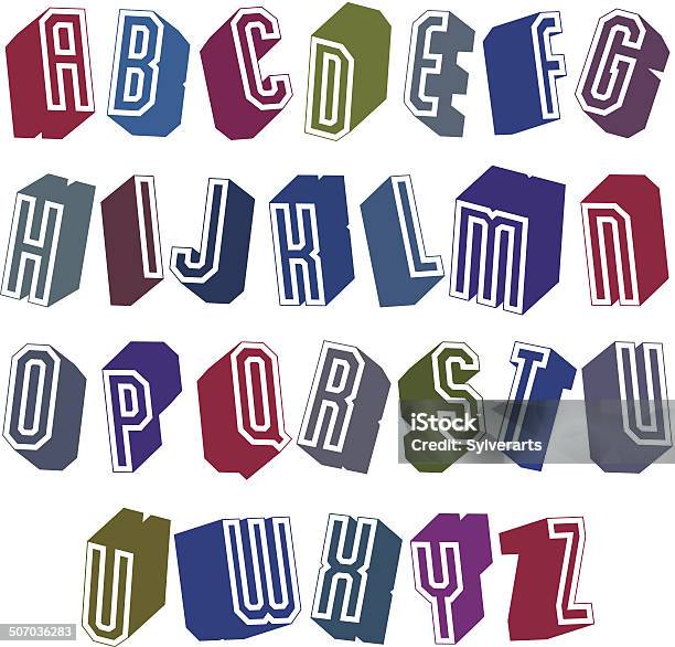 3d Font With Good Style Simple Geometric Letters Alphabet Stock Illustration - Download Image Now