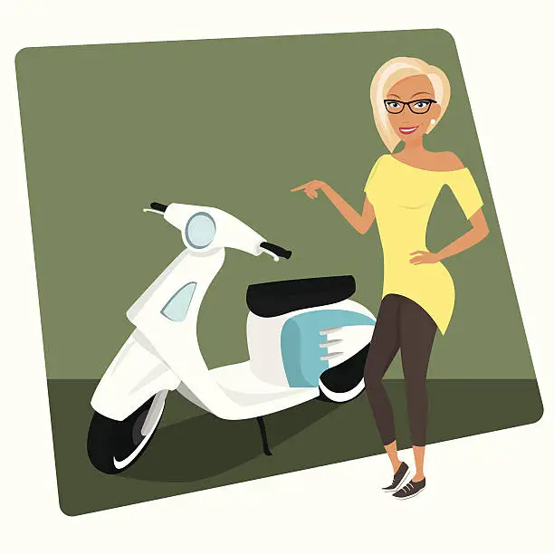 Vector illustration of Blond woman wearing stylish haircut and glasses