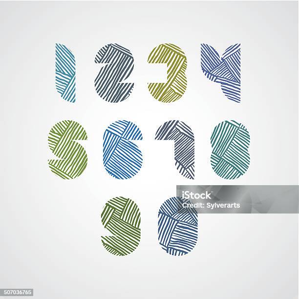 Numbers Style Stock Contemporary Style Numbers With Hand Drawn Lines Pattern Stock ...