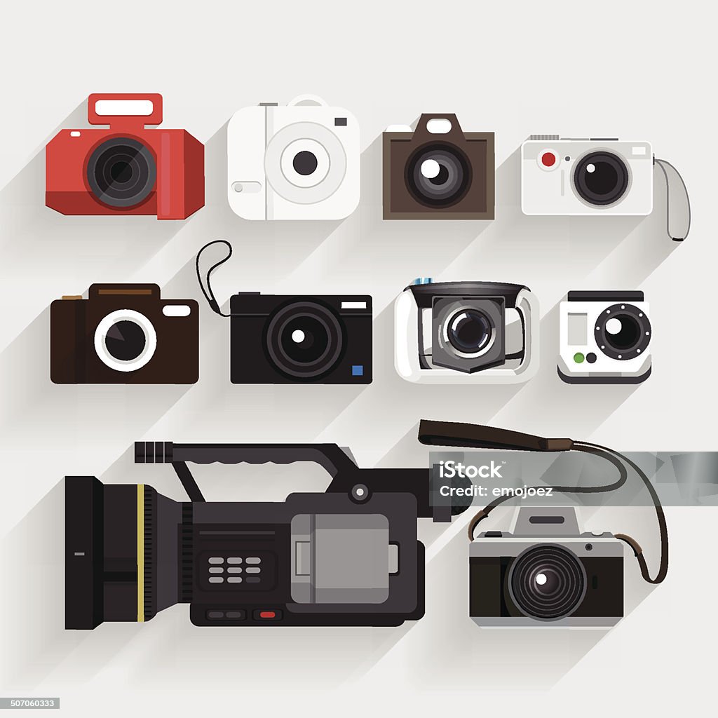 Camera Icon Icons set camera and video recorder vector  style. Black Color stock vector
