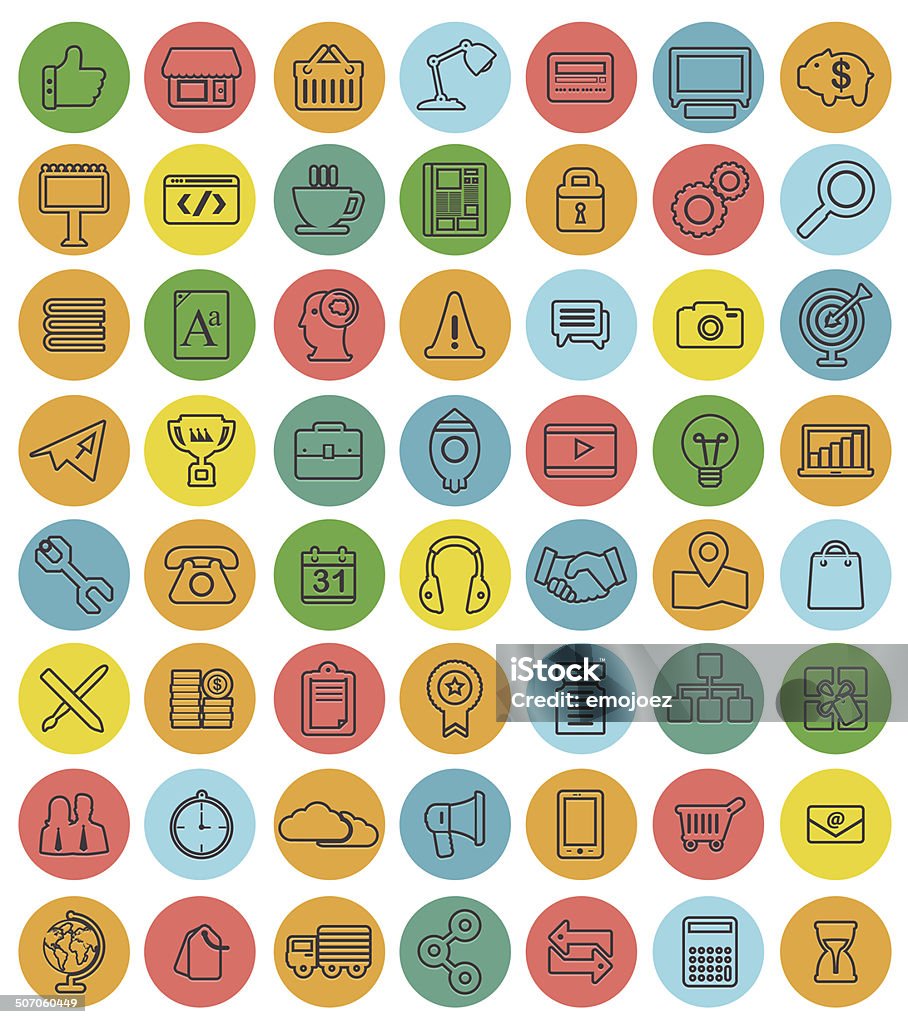 Icon Business 56 Icons Set for business in colour modern design Business stock vector